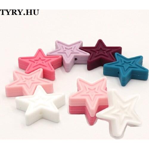 TYRY.HU 10pcs Silicone Star Beads For Baby Teething Toys Pendant DIY Beads Flower BPA Free Silicone Beads For Baby Teether gift