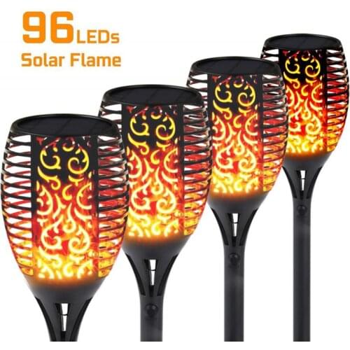 Solar Flame Light Outdoor Waterproof Flicker Torch 12/33LED Garden Landscape Lawn Decor Lighting Pattern Grimace Flame Lamps