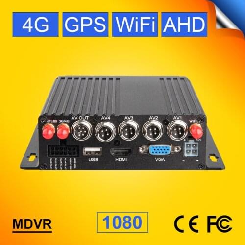 Free Shipping H.264 SD 4G GPS Tracker Wifi 4CH AHD Car Dvr Video Recorder I/O Alarm CCTV Real Time Surveillance 1080 Mobile Dvr