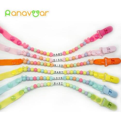 Personalised- Any Name Pacifier Clips Gift Dummy Handmade Pacifier Chain Holder Baby Nipple Feeding Supplies Kid Garment Clip
