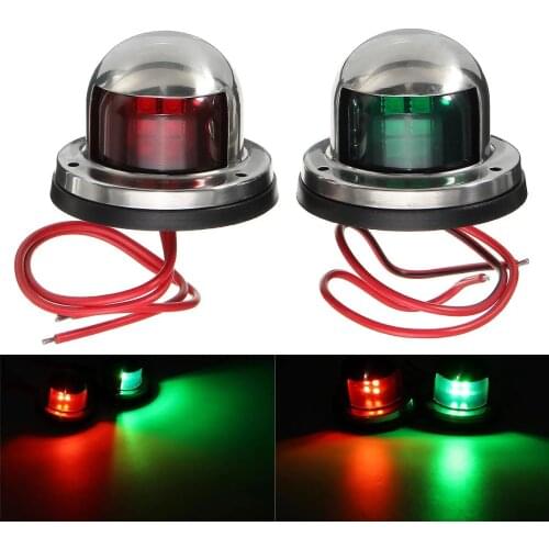 1Pair 12V Stainless Steel Red Green Bow LED Navigation Lights Boat Marine Indicator Spot Light Marine Boat Yacht Sailing Light