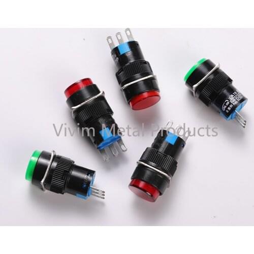 1 PCS Safe And Durable Self-Reset Switch With Light Button Switch Sterling Silver Button Diameter 16mm Long 40mm Current 15-20A