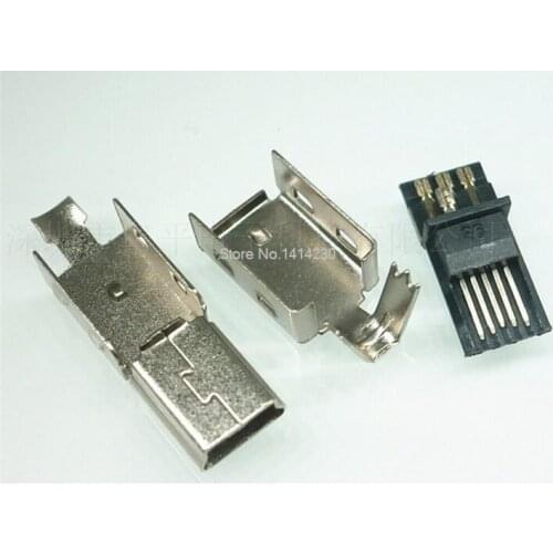 10Pcs Mini USB 5PIN Male Connector Welding line Charging USB Plug Male