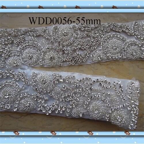 10 YARDS) Wholesale bridal beaded Rhinestone Applique Trim iron on for wedding evening dress sash WDD0056