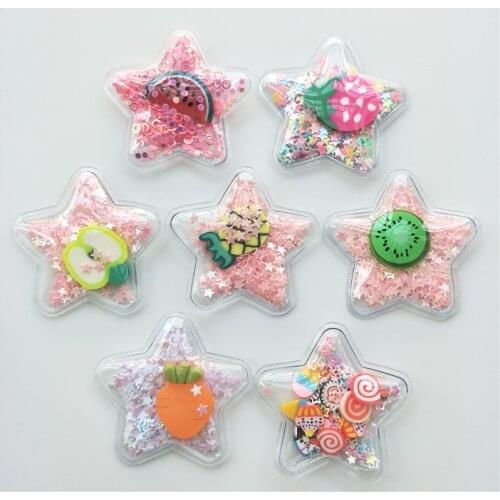 14pcs/lot 5cm Star Transparent Bling bling Star Flowing Patches Appliques for Children clip and DIY Hair Clip Accessories