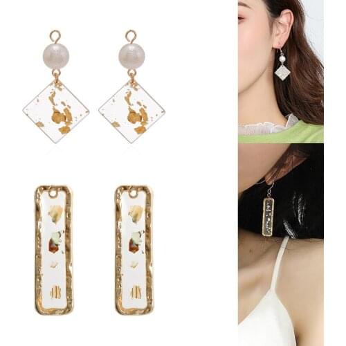 2020New 60Pcs Transparent Square or Rectangle Button for DIY Jewelry Earring or Necklace Pendant and Hair Accessories ER25-ER26