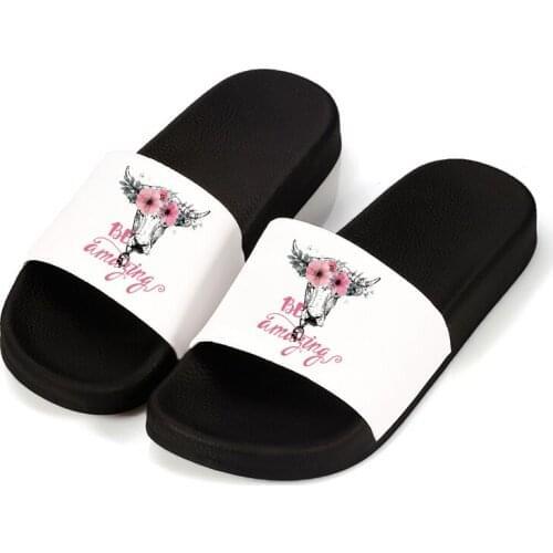 2021 Women Sandals Summer Home Slippers Beach Slides Cow Head Flower Pattern Anti-slip Flip Flops Female Shoes Plus Size 41
