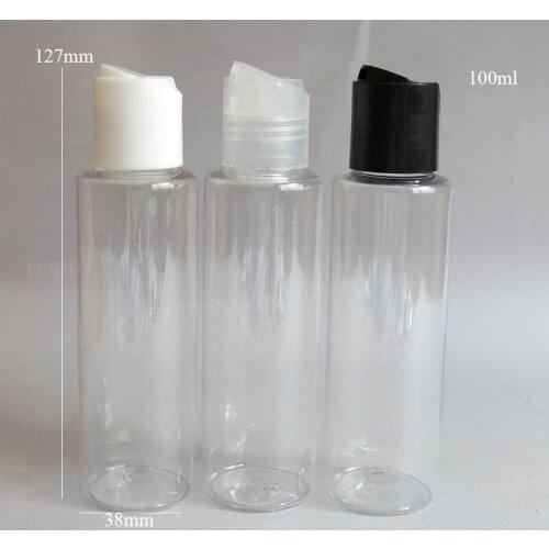24 x 100ml Clear New Fashion DIY PET Flat Shoulder Cosmetic and Lotion Bottle with Disk Cap Bottle