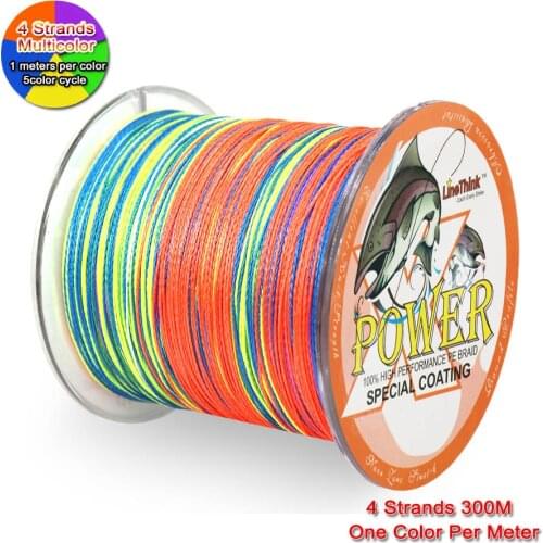 4 Strands Braided Fishing Line 300M One Color Per Meter Super Strong Japan Multifilament PE Braid Line 8-140LB for Carp Fishing