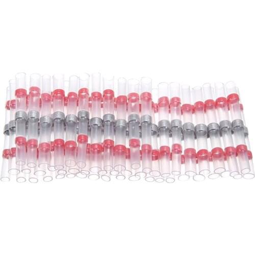 50pcs Diameter 2.7mm Waterproof Tin Solder Seal Sleeve Heat Shrink Butt Wire Terminals Connectors 22-18 AWG Hot Sales