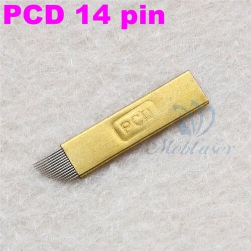 50pc PCD 14 Disposable Pigment Microblading PCD 14 pin Needles Permanent Makeup Manual Eyebrow Embroidery Tattoo Needle Blade