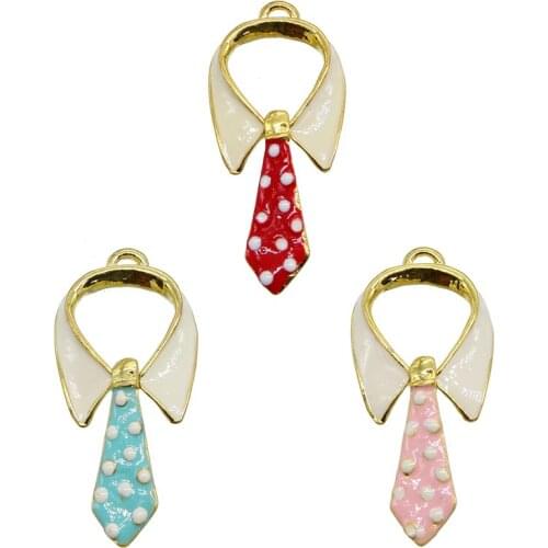 6pcs 22*47mm Enamel bowknot bow tie charms fashion Butterfly-shaped DIY fine jewelry accessories dropping oil alloy Pendant