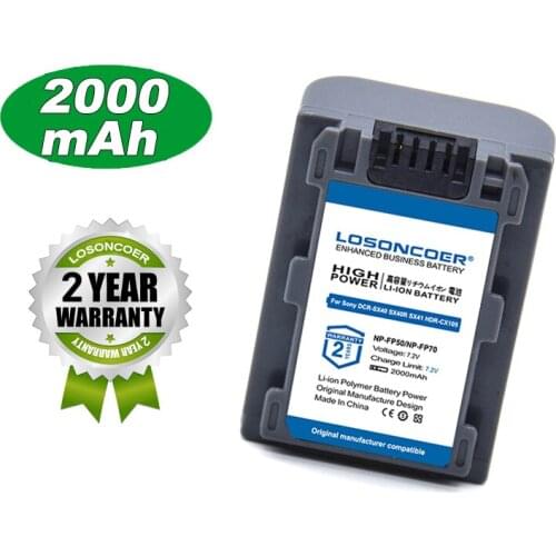 LOSONCOER Battery 2000mAh NP-FP50 NP-FP30 NP-FP50 NP-FP51 NP-FP60 NP-FP70 NP-FP71 NP-FP90 NP-FP91 For SONY SR10E SR11E SR12E