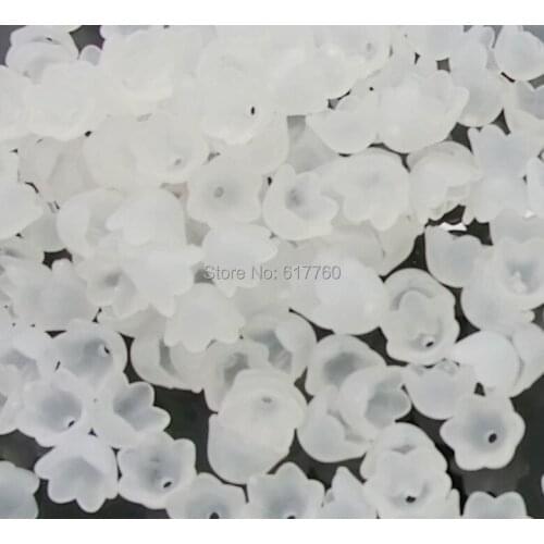 Free shipping-300PCs White Flower Frosted Acrylic Beads End Caps Findings 10x9mm D0153