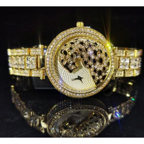 MISSFOX Leopard Classic Style Watch Woman Luxury Fashion Diamond Quartz Wristwatch Women Famous Brand Party Dress Watches Lady