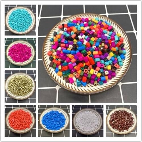 DIY 4mm 15g Square Czech Acrylic Seed Spacer Beads Jewelry Fitting Pick 18 Colors
