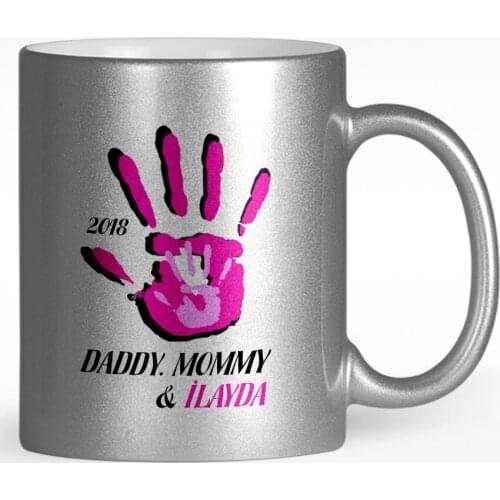 Personalized Dad Mom and I Design Silver-Gilt Mug Cup-2