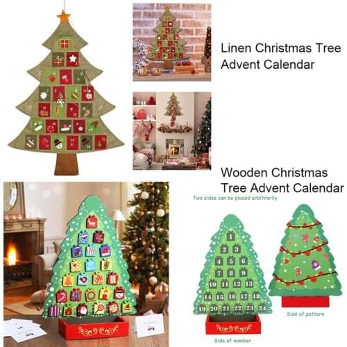 NICEXMAS Hanging Christmas Advent Calendar Countdown To Christmas Tree Christmas Countdown Calendar Linen Calendar Pendant