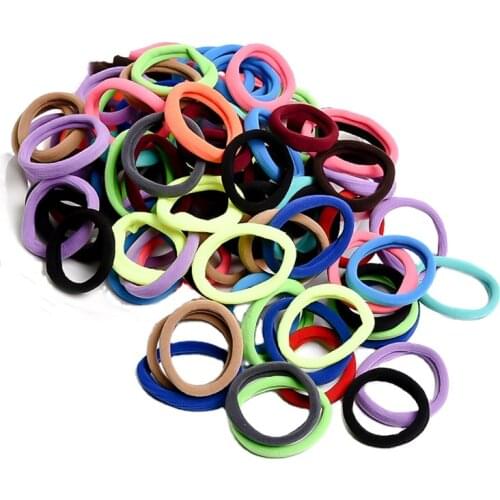 KENSHELLEY 100 High Elastic Seamless Cotton Hair Ties Simple Hair Rope Candy Color Ponytail Headband Scrunchies Hair Accessories