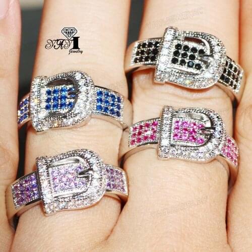 Wholesale YaYI Jewelry Fashion Princess Cut 6 CT Belt Type Cubic Zirconia Silver Color Engagement Wedding Party Lovers Rings