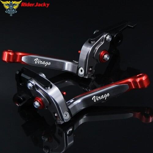 Red Titanium For Yamaha Virago 250 1988-2007( 2002 2003 2004 2005 2006 CNC Folding Extendable Motorcycle Brake Clutch Levers