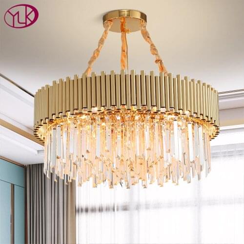 Modern crystal chandelier for living room home decor gold cristal lamps dining room chain light fixture led indoor lighting