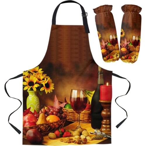 Vintage Country Style Fruit Food Wine Kitchen Apron Baking Accessories Sleeveless Aprons for Men Women Home Cleaning Tools