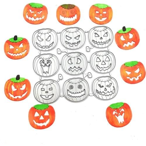 9PCS Metal Cutting Dies Cut Die Mold Halloween Pumpkin Decoration Scrapbooking Craft Paper Blade Punch Stencils Dies