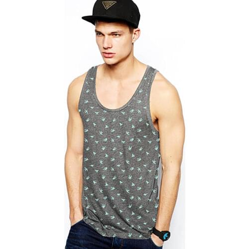 Men Printing Undershirts 2017 Summer Tops Sleeveless Vest TOP Undershirt Casual Fitness Mens Casual Cotton Print Bodybuilding