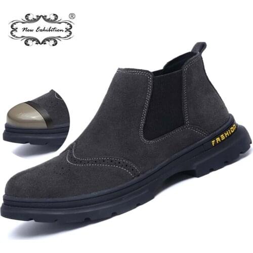 New exhibition Steel Toe Work Boots Men New Fashion Cow suede Safety Shoes Labor Insurance Puncture Proof Casual Boot Safetoe S3