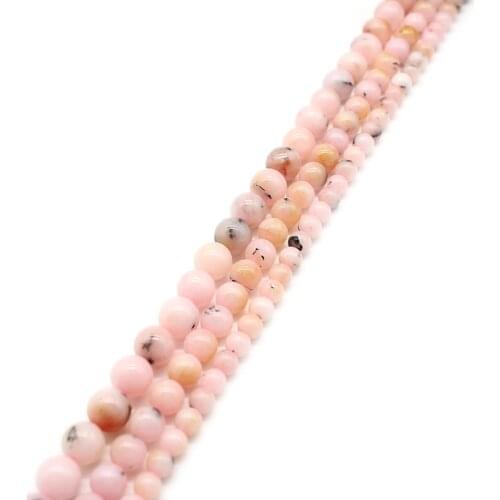 Natural Stone Gem Pink Opal Minerals Beads For Jewelry Making Round Loose Stone Beads 6 8 10mm Diy Bracelets Necklaces 15