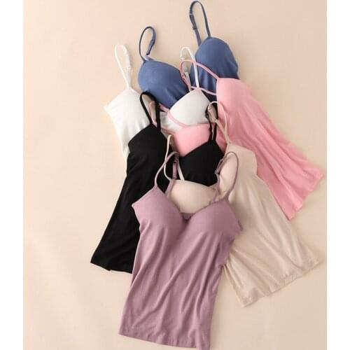 New hot sale Women Padded Bra Spaghetti Strap V Neck Vest Cami Tank Tops Shirt Blouse