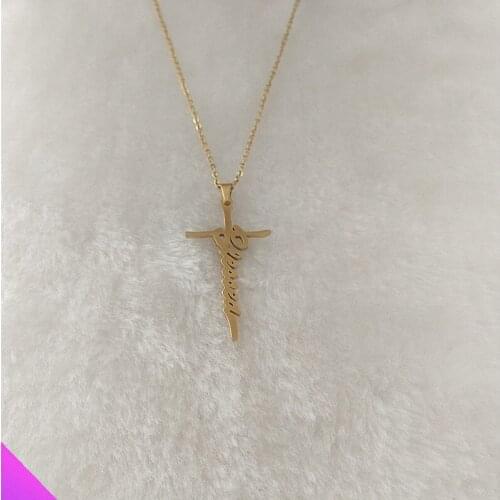 New product amulet cross necklace stainless steel letter blessed pendant faith necklace jewelry 3 colors