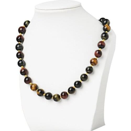 Wholesale 10mm Tigers Eyes Stone Making For Mixed Color Tigers Eyes Necklace 18inch Preferred Gifts H416