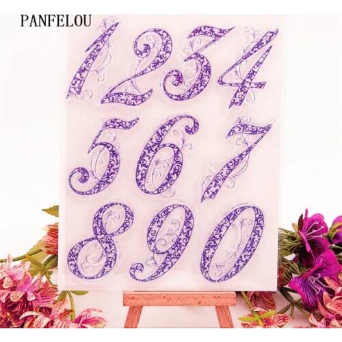 PANFELOU 14x18cm Lace number Transparent Silicone Rubber Clear Stamps cartoon for Scrapbooking/DIY Easter wedding