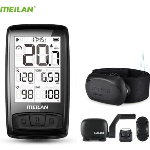 Rechargeable Wireless Bicycle Computer with Heart Rate Monitor Temperature Bluetooth4.0 Cycling Speedometer Bike Stopwatch