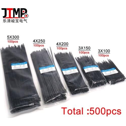 500pcs self -locking Plastic Wire Zip Ties 100mm 150mm 200mm 250mm 300mm Black White Nylon cable tie 100pcs/pack