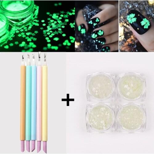 DIY Fluorescent Women Manicure Ultra-thin Random Color Glowing Luminous Nail Sequins Nail Polish Pen
