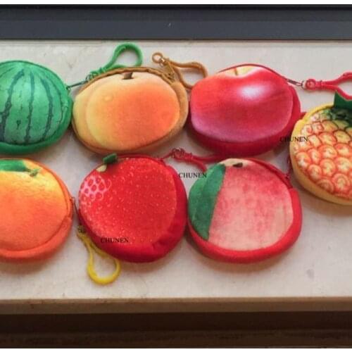 Kids Summer Fruits Little Gift Plush Purse Pouch , Pineapple , Strawberry etc. 7cm Mini Key hook Plush Purse