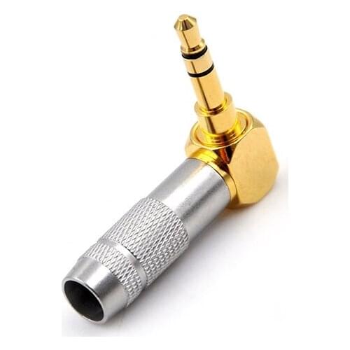 Common 3.5mm 3 Pole Male Plug Solder Jack Audio Adapter Connector 90 Degree