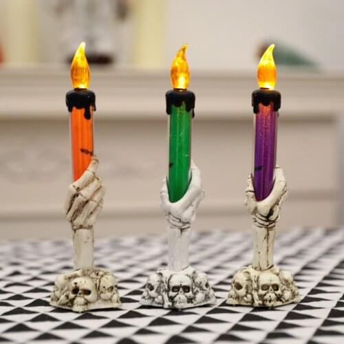 LED Halloween Candle Light House Decoration Bar Decoration Props Horror Skull Head Lamp Halloween Decoration Home Party Supplies