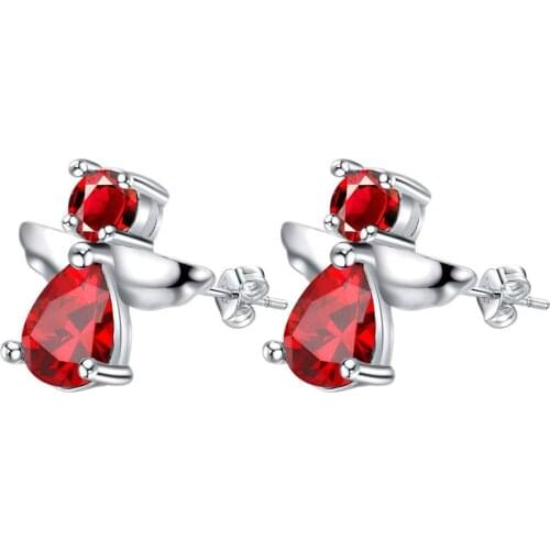 Dark red zircon angel high quality Silver Earrings for women fashion jewelry earrings /BROMNUJA LBJCTXFK