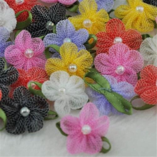 U Pick 20pcs Mesh Ribbon Flowers Bows wedding Craft appliques craft B002
