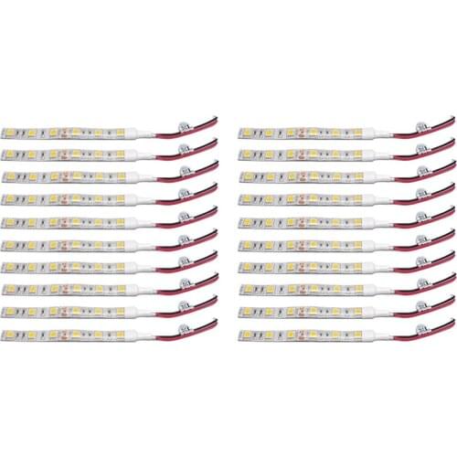 20 Pcs 10cm Waterproof 5050 Led Strip Lights Dc 12V Caravan Boat Car, 10 Pcs Warm White Light & 10 Pcs Red Light