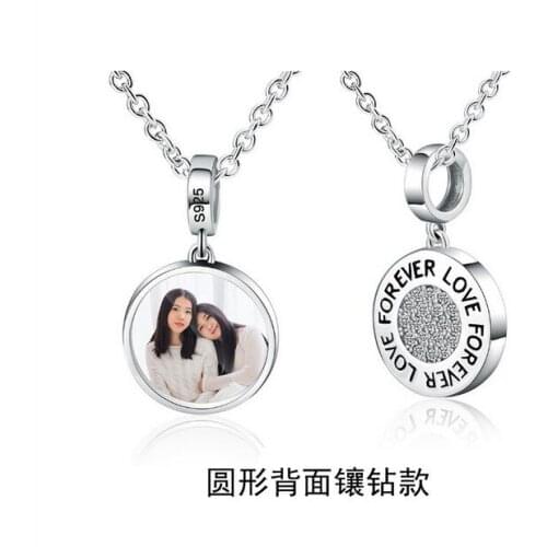 Customized S925 Sterling Silver flip photo necklace, lovers and girlfriends birthday gift lettering Pendant