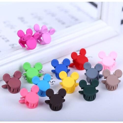 20pcs Cartoon Flower Cute Rabbit Children Hair Gripper Lovely Candy Color Mini Scrub Small Crabs Hair Claw Flower Hair Clips