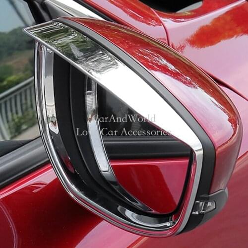 For 2019 2020 Mazda 3 Side Door Rear View Mirror Rain Eyebrow Trims Cover Molding Frame Carbon Fibre Decoration Car Accessories