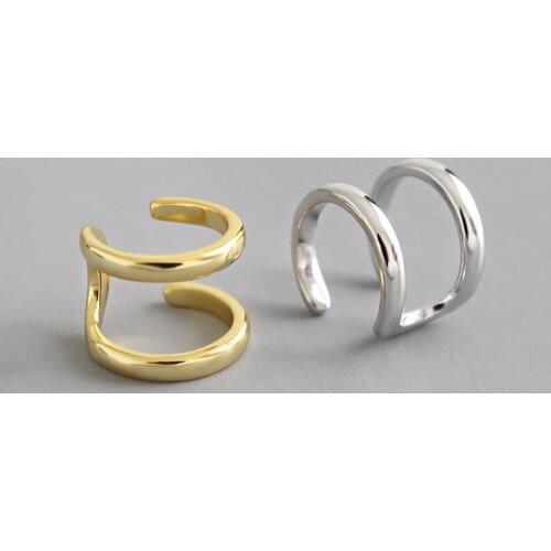 Real 925 sterling silver double line clip on earrings for women earcuff, gold color clip earrings without piercing jewelry