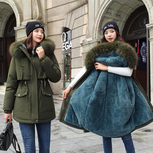 Winter Parkas 2021 winter womens coats hooded fake fur collar thicken warm lining winter Jackets women snow wear warm jackets