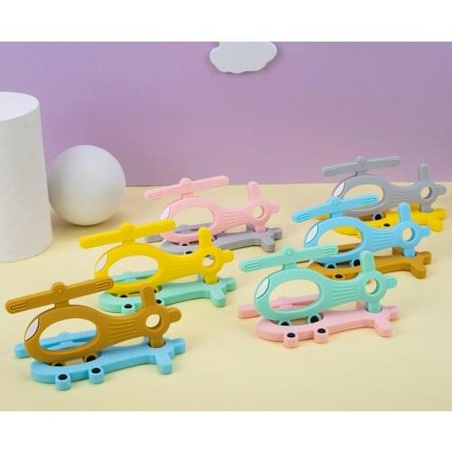 Sunrony 1pcs Silicone Teethers Airplane Cartoon Shape BPA Free Tiny Rod Food Grade Silicone Baby Teethers Toy